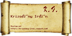 Krizsány Irén névjegykártya
